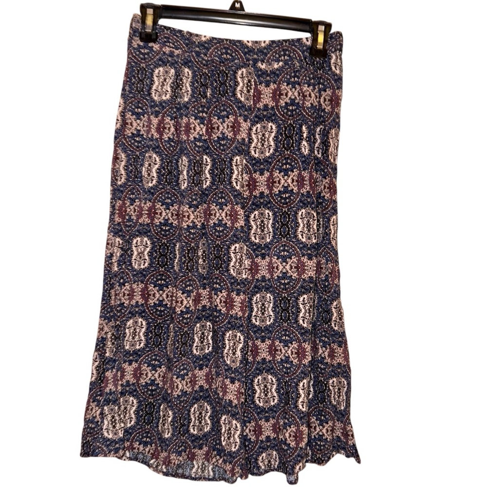 Abercrombie & Fitch Paisley Aztec Boho Crop‎ Wide Leg Pull On Pants Blue medium
